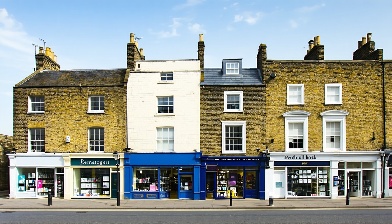 A skyline of small retail properties on a UK high street-1 A skyline of small retail properties on a UK high street-1